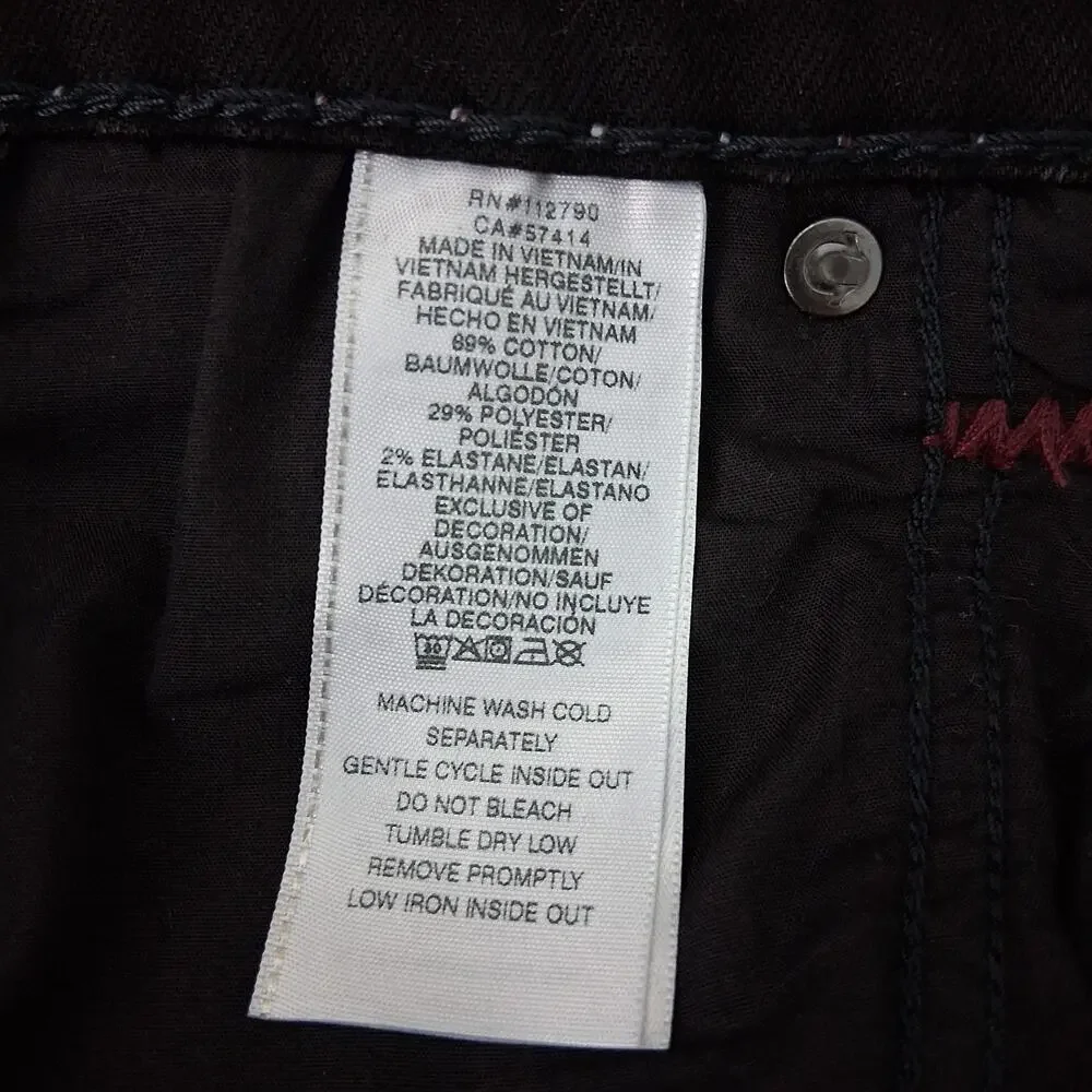 True Religion World Tour Ricky Relaxed Straight Jeans Black 31 NWT